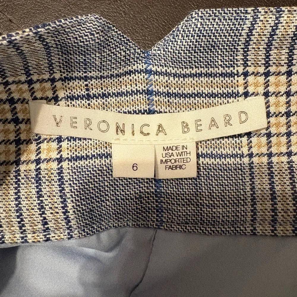 Veronica Beard High Waist Blue and White Plaid Shorts - Picture 6 of 8